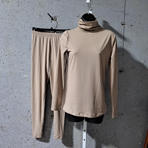 #038 Swank A Posh Beige Turtleneck Leggings Set - Picture 1 of 6